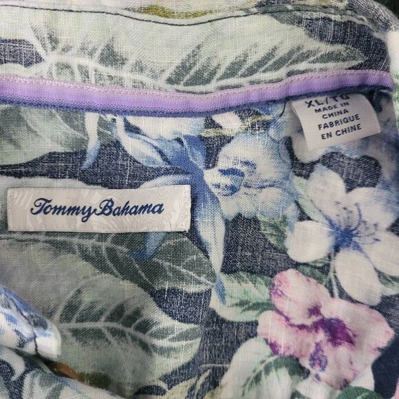 Tommy Bahama 100% Linen Floral Button Front Shirt Sz XL Lightweight Tropical - Picture 3 of 6
